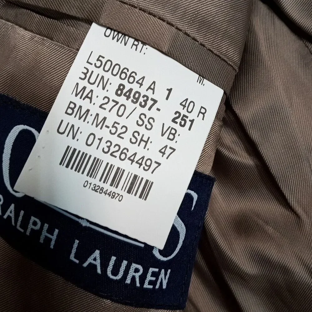 Chaps Ralph Lauren Jacket Mens 40 R Biege  Microfiber Preppy Career‎ Suit Coat